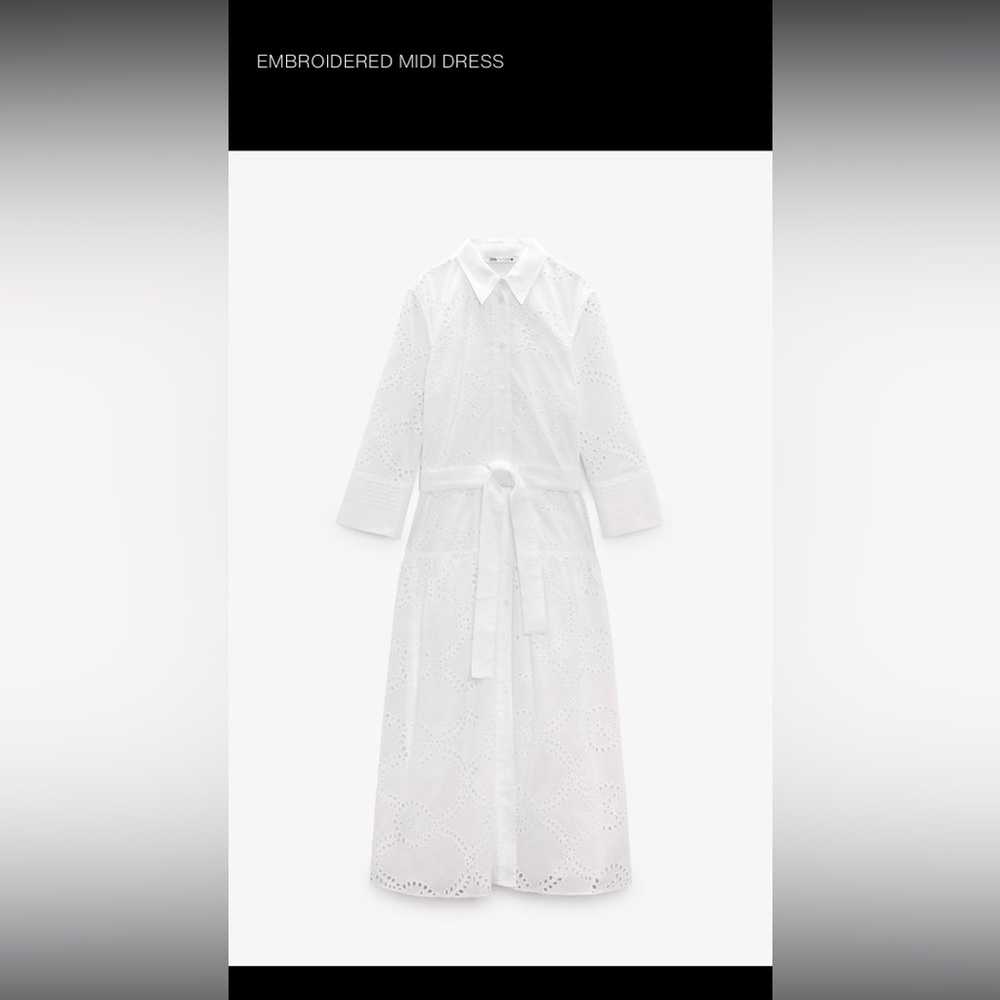 Zara White Embroidered Dress
